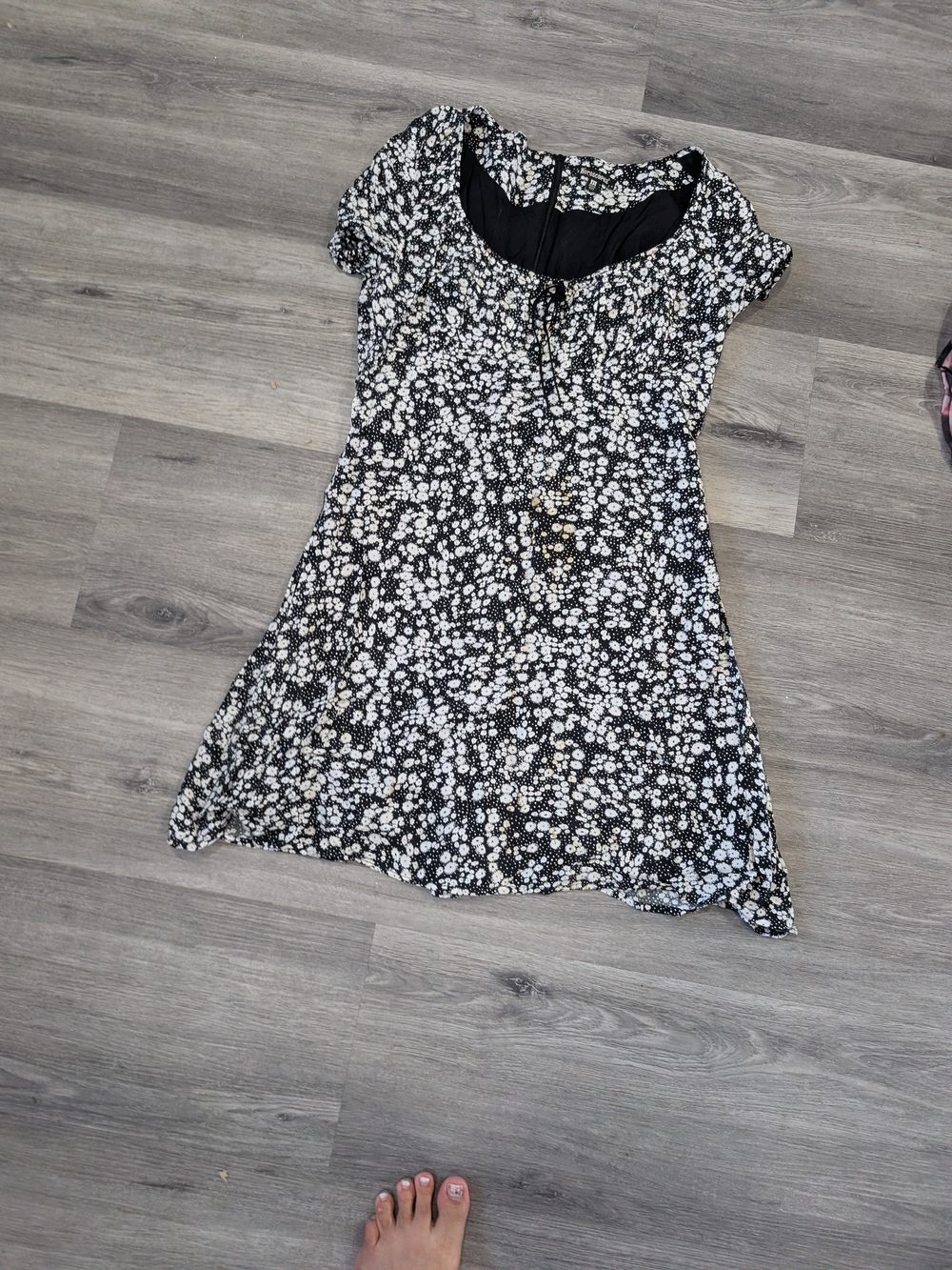 Dolls Kill Black & White Floral Mini Dress